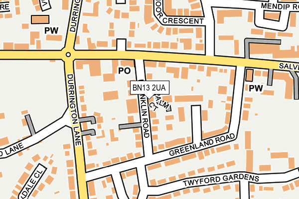BN13 2UA map - OS OpenMap – Local (Ordnance Survey)