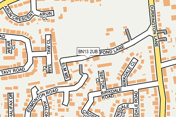 BN13 2UB map - OS OpenMap – Local (Ordnance Survey)