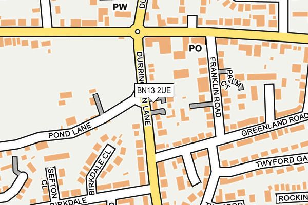 BN13 2UE map - OS OpenMap – Local (Ordnance Survey)