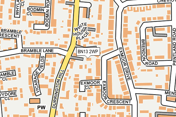 BN13 2WP map - OS OpenMap – Local (Ordnance Survey)