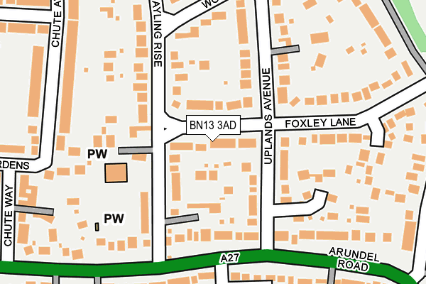 BN13 3AD map - OS OpenMap – Local (Ordnance Survey)