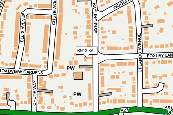 BN13 3AL map - OS OpenMap – Local (Ordnance Survey)