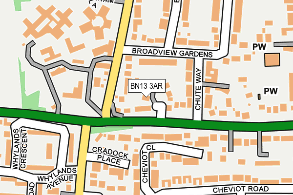 BN13 3AR map - OS OpenMap – Local (Ordnance Survey)