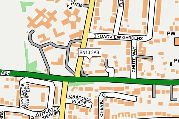 BN13 3AS map - OS OpenMap – Local (Ordnance Survey)