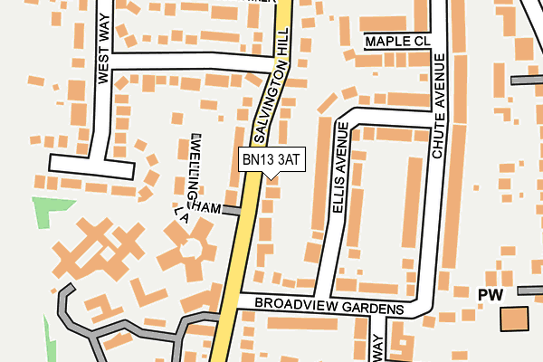 BN13 3AT map - OS OpenMap – Local (Ordnance Survey)