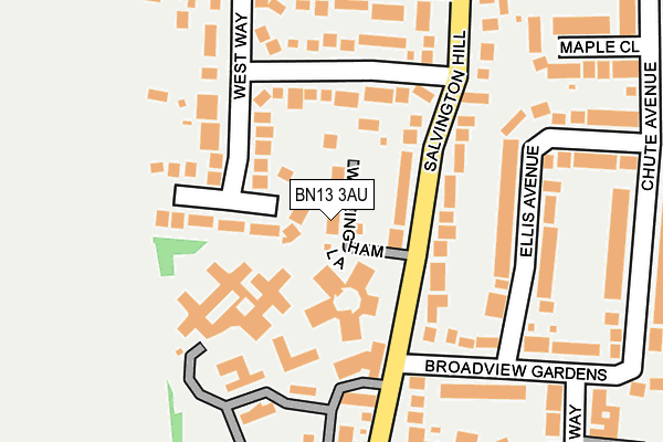 BN13 3AU map - OS OpenMap – Local (Ordnance Survey)