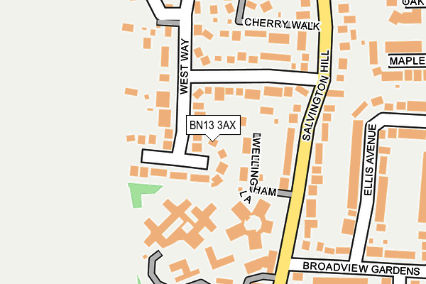 BN13 3AX map - OS OpenMap – Local (Ordnance Survey)