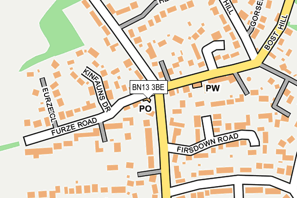 BN13 3BE map - OS OpenMap – Local (Ordnance Survey)