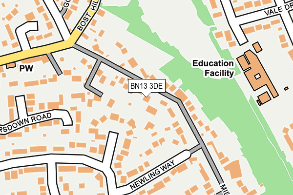 BN13 3DE map - OS OpenMap – Local (Ordnance Survey)