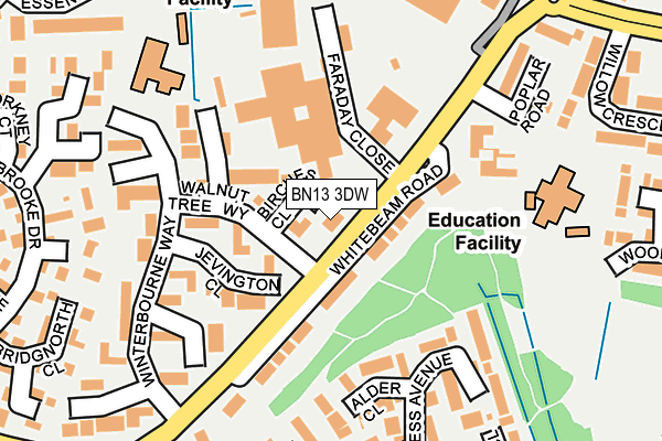 BN13 3DW map - OS OpenMap – Local (Ordnance Survey)
