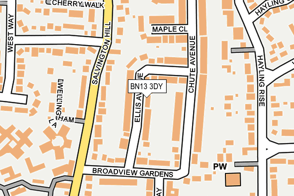 BN13 3DY map - OS OpenMap – Local (Ordnance Survey)