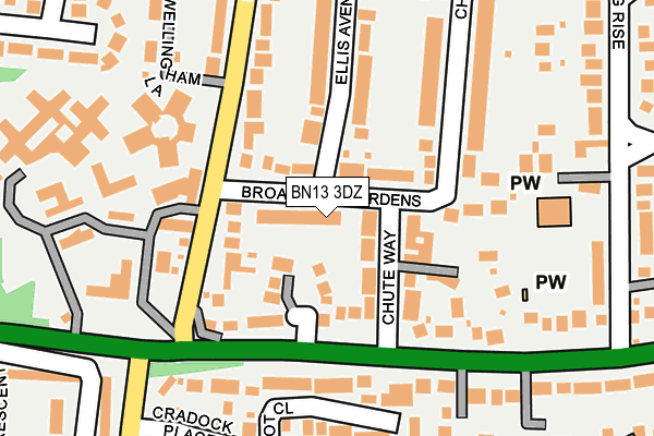BN13 3DZ map - OS OpenMap – Local (Ordnance Survey)
