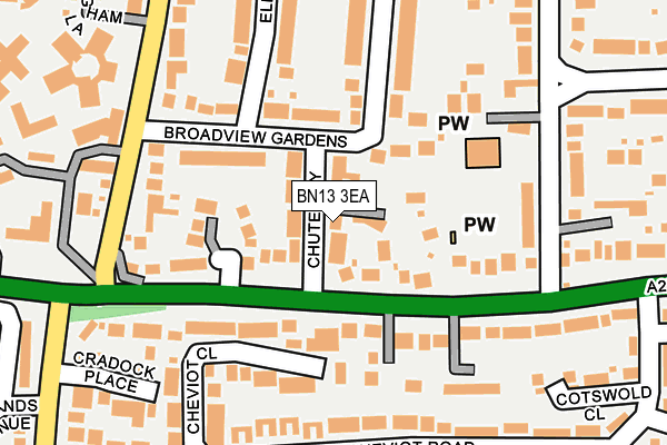 BN13 3EA map - OS OpenMap – Local (Ordnance Survey)