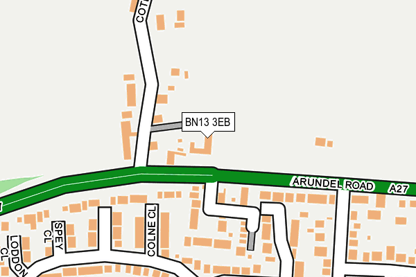 BN13 3EB map - OS OpenMap – Local (Ordnance Survey)