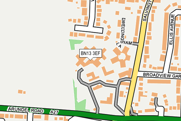 BN13 3EF map - OS OpenMap – Local (Ordnance Survey)