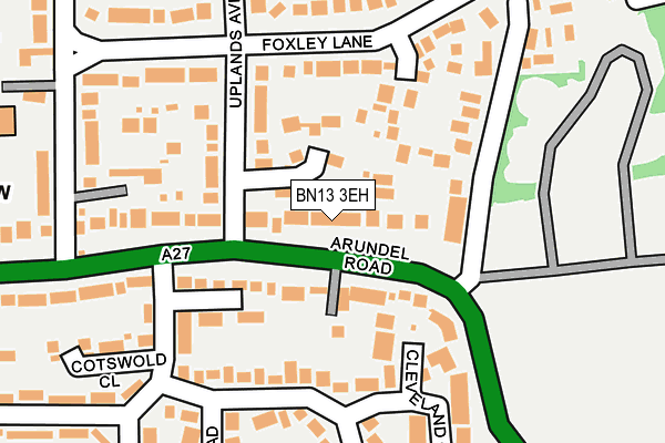 BN13 3EH map - OS OpenMap – Local (Ordnance Survey)