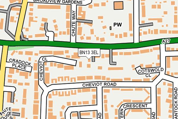 BN13 3EL map - OS OpenMap – Local (Ordnance Survey)