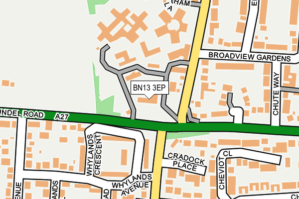 BN13 3EP map - OS OpenMap – Local (Ordnance Survey)