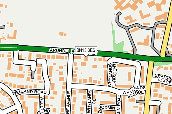 BN13 3ES map - OS OpenMap – Local (Ordnance Survey)