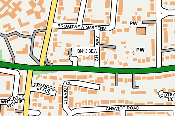 BN13 3EW map - OS OpenMap – Local (Ordnance Survey)