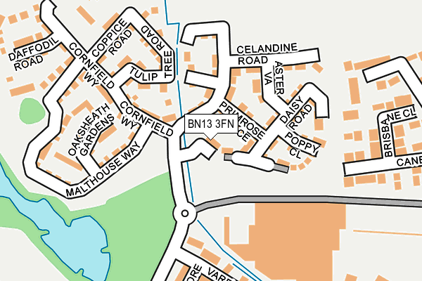 BN13 3FN map - OS OpenMap – Local (Ordnance Survey)