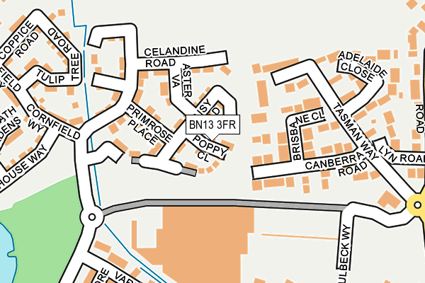 BN13 3FR map - OS OpenMap – Local (Ordnance Survey)