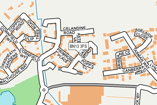 BN13 3FS map - OS OpenMap – Local (Ordnance Survey)