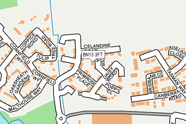 BN13 3FT map - OS OpenMap – Local (Ordnance Survey)