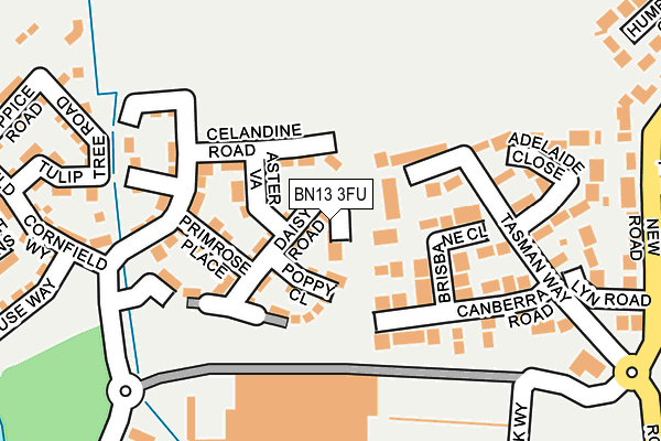 BN13 3FU map - OS OpenMap – Local (Ordnance Survey)