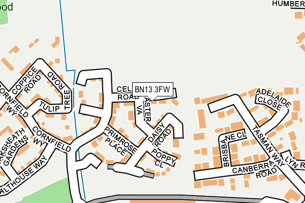BN13 3FW map - OS OpenMap – Local (Ordnance Survey)