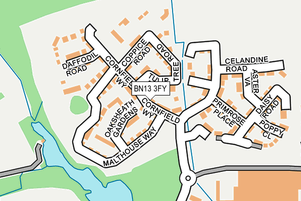 BN13 3FY map - OS OpenMap – Local (Ordnance Survey)