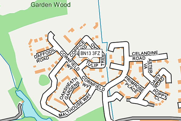 BN13 3FZ map - OS OpenMap – Local (Ordnance Survey)