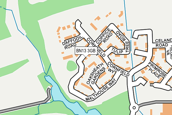 BN13 3GB map - OS OpenMap – Local (Ordnance Survey)
