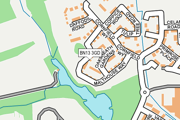 BN13 3GD map - OS OpenMap – Local (Ordnance Survey)