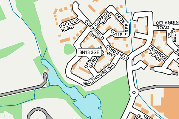 BN13 3GE map - OS OpenMap – Local (Ordnance Survey)