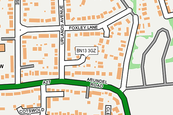 BN13 3GZ map - OS OpenMap – Local (Ordnance Survey)