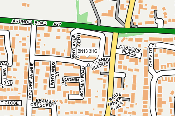 BN13 3HG map - OS OpenMap – Local (Ordnance Survey)