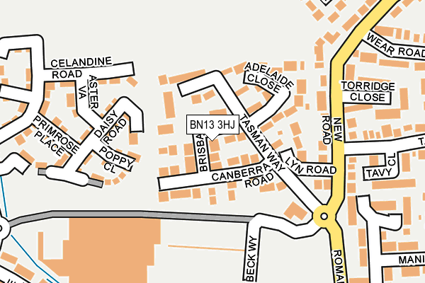 BN13 3HJ map - OS OpenMap – Local (Ordnance Survey)