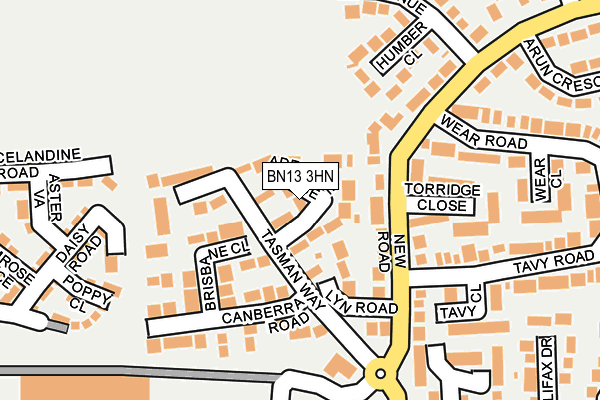 BN13 3HN map - OS OpenMap – Local (Ordnance Survey)