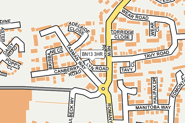 BN13 3HR map - OS OpenMap – Local (Ordnance Survey)