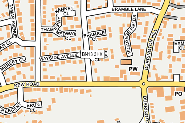 BN13 3HX map - OS OpenMap – Local (Ordnance Survey)