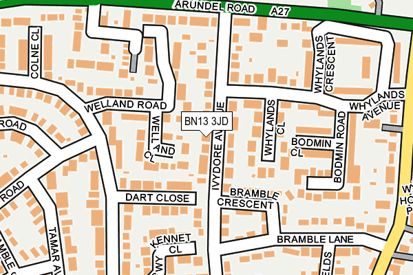 BN13 3JD map - OS OpenMap – Local (Ordnance Survey)