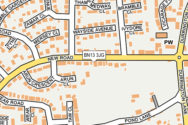 BN13 3JG map - OS OpenMap – Local (Ordnance Survey)