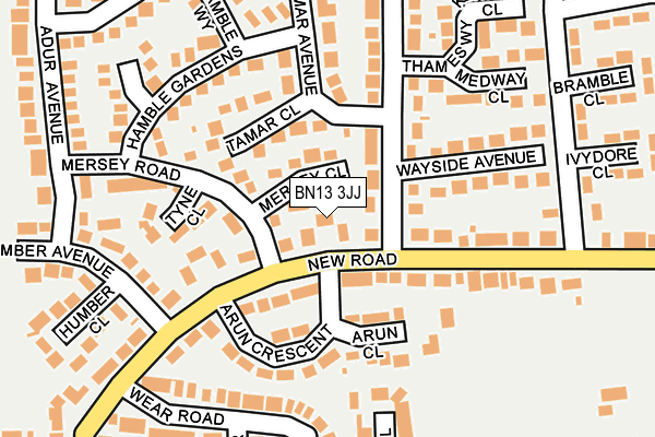 BN13 3JJ map - OS OpenMap – Local (Ordnance Survey)