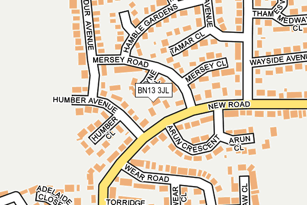 BN13 3JL map - OS OpenMap – Local (Ordnance Survey)