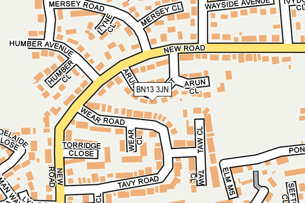 BN13 3JN map - OS OpenMap – Local (Ordnance Survey)