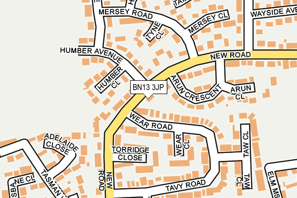 BN13 3JP map - OS OpenMap – Local (Ordnance Survey)