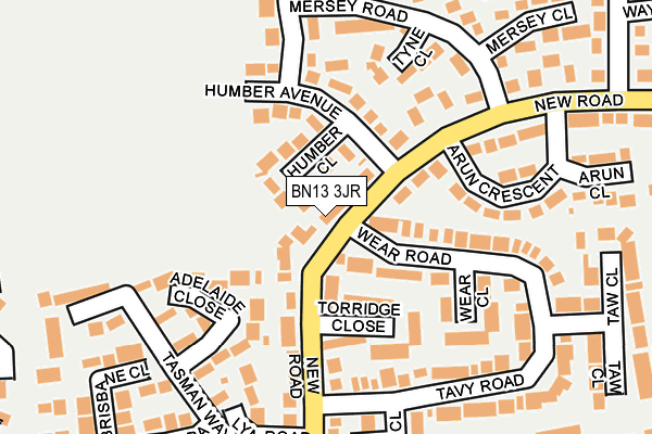 BN13 3JR map - OS OpenMap – Local (Ordnance Survey)