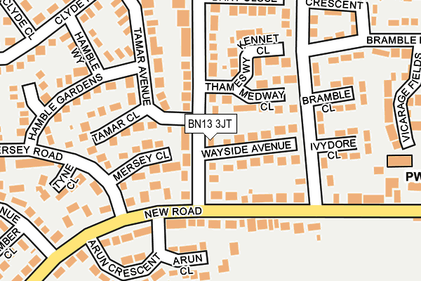 BN13 3JT map - OS OpenMap – Local (Ordnance Survey)