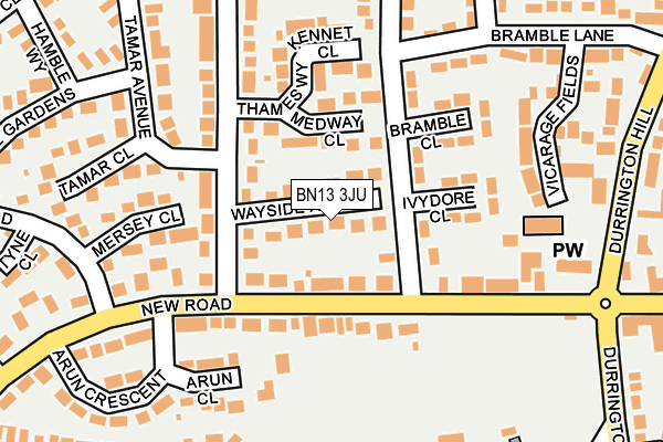 BN13 3JU map - OS OpenMap – Local (Ordnance Survey)